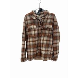 Levi's Plaid Flannel Sherpa Lined Hooded Shirt Jacket Men’s Size M Multicolor